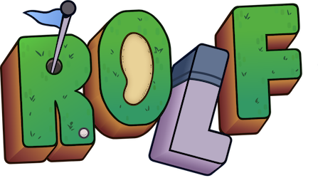 Graphic of the text ROLF stylized to look like Golf imagery.
